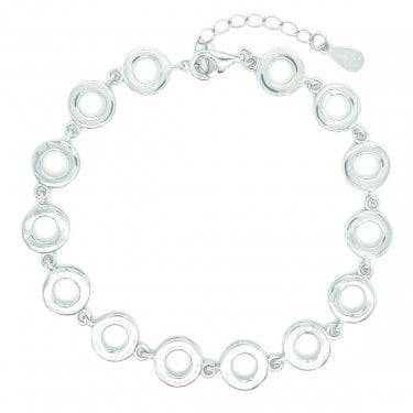Sterling Silver Plain Thick Circle Link Bracelet 16+4cm