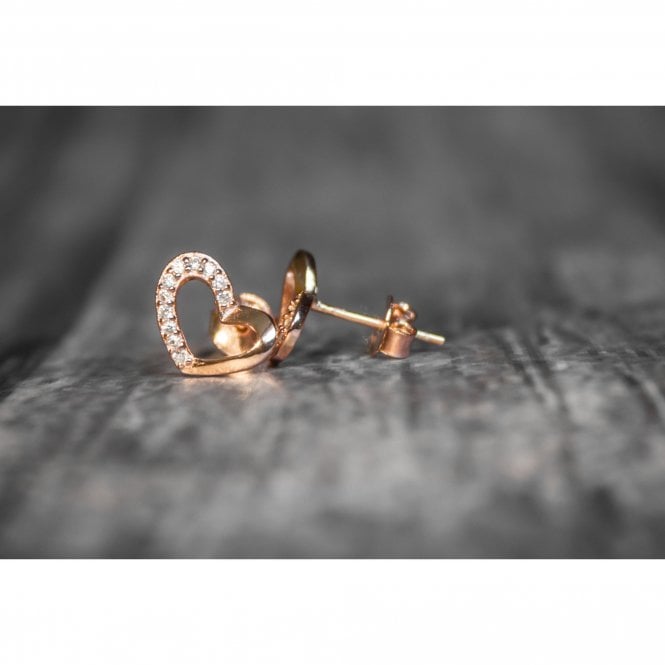 Faith Rose Gold Sterling Silver Sterling Silver Rose Gold Open Heart CZ Heart 7mm Stud Earrings