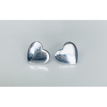 Sterling Silver Small Plain Heart Stud Earrings 9x10mm