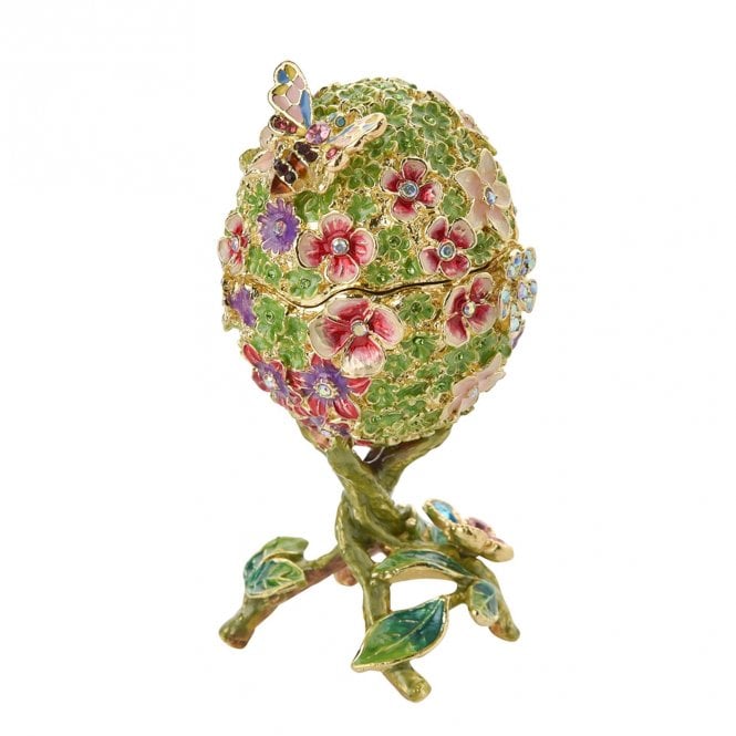 Stratton  Treasured Trinkets Floral Foiliage Egg 11.4 x 5.7 x 5.4cm