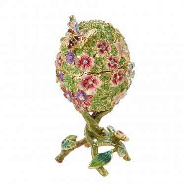 Stratton Treasured Trinkets Floral Foiliage Egg 11.4 x 5.7 x 5.4cm