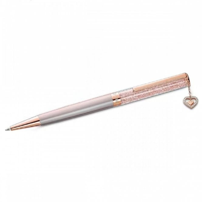 Swarovski Accessories Swarovski Crystalline Rose Gold Tone Pink Lacquered Heart Charm Ballpoint Pen