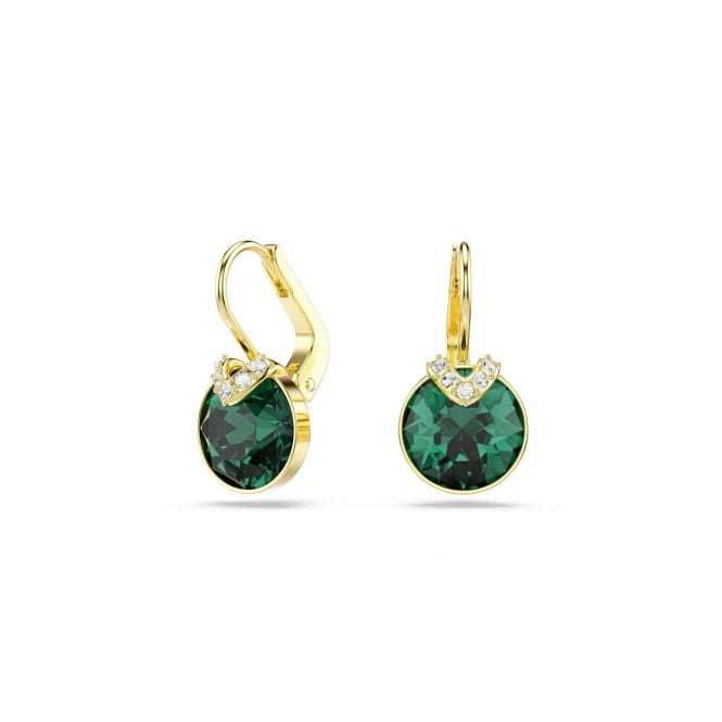 Swarovski Jewellery Swarovski Bella V Round Cut Green Crystal Gold Tone Drop Earrings 1 x 1.9cm