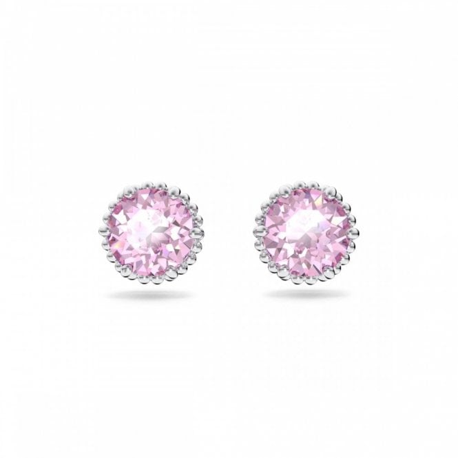 Swarovski Jewellery Swarovski Birthstone June Pink Round Cut Stud Earrings 0.7x0.7cm