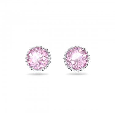 Swarovski Birthstone June Pink Round Cut Stud Earrings 0.7x0.7cm
