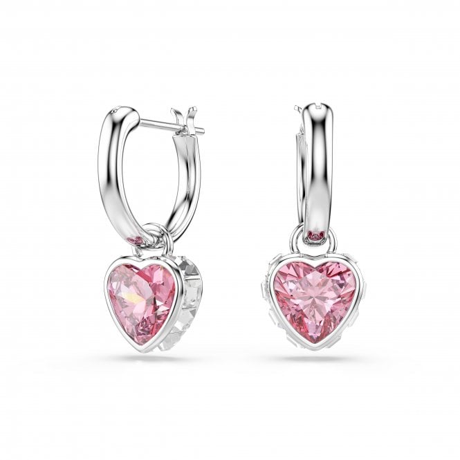 Swarovski Jewellery Swarovski Chroma Mixed Cuts Pink Heart Drop Earrings 2 x 0.8cm
