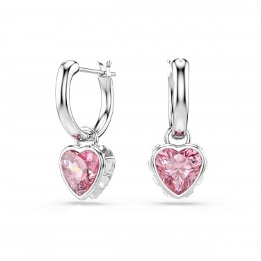 Swarovski Chroma Mixed Cuts Pink Heart Drop Earrings 2 x 0.8cm