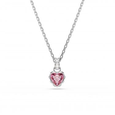 Swarovski Chroma Mixed Cuts Pink Heart Necklace 1.1 x 0.8cm, 38-45cm