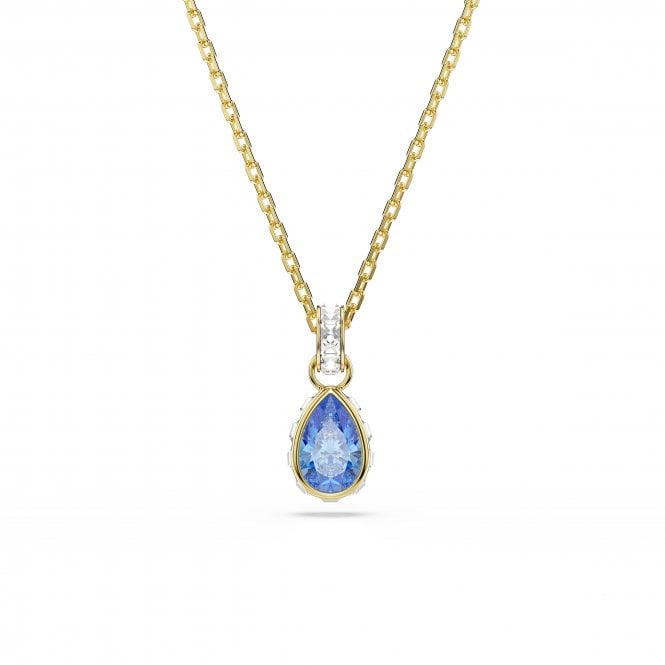 Swarovski Jewellery Swarovski Chroma Pear Cut Blue Crystal Gold Tone Necklace 1.7 x 0.8cm, 38-45cm