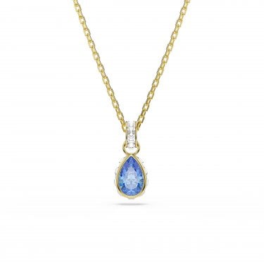 Swarovski Chroma Pear Cut Blue Crystal Gold Tone Necklace 1.7 x 0.8cm, 38-45cm