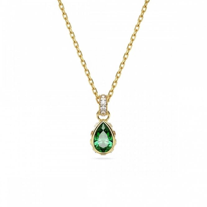 Swarovski Jewellery Swarovski Chroma Pear Cut Green Crystal Gold Tone Necklace 0.7cm, 38-42.5cm