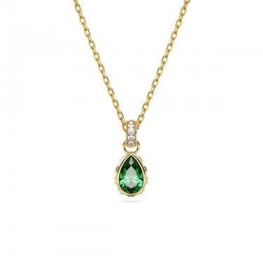 Swarovski Chroma Pear Cut Green Crystal Gold Tone Necklace 0.7cm, 38-42.5cm