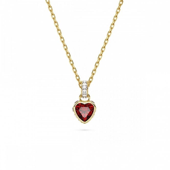 Swarovski Jewellery Swarovski Chroma Red Crystal Heart Gold Tone Necklace 0.8cm, 38-42.5cm 