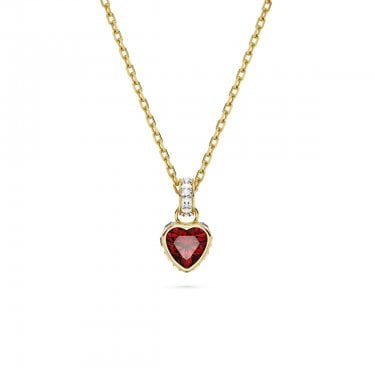 Swarovski Chroma Red Crystal Heart Gold Tone Necklace 0.8cm, 38-42.5cm 