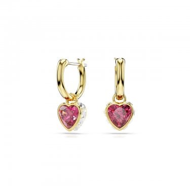 Swarovski Chroma Red Heart Gold Tone Drop Earrings 2 x 0.8cm