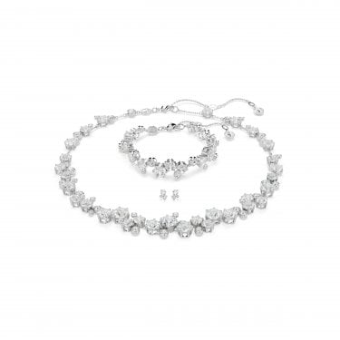 Swarovski Constella Mixed Cuts Necklace, Earrings & Bracelet Set 1.3cm, 38-45cm, 0.7 x 1.1cm, 15.5-20cm 