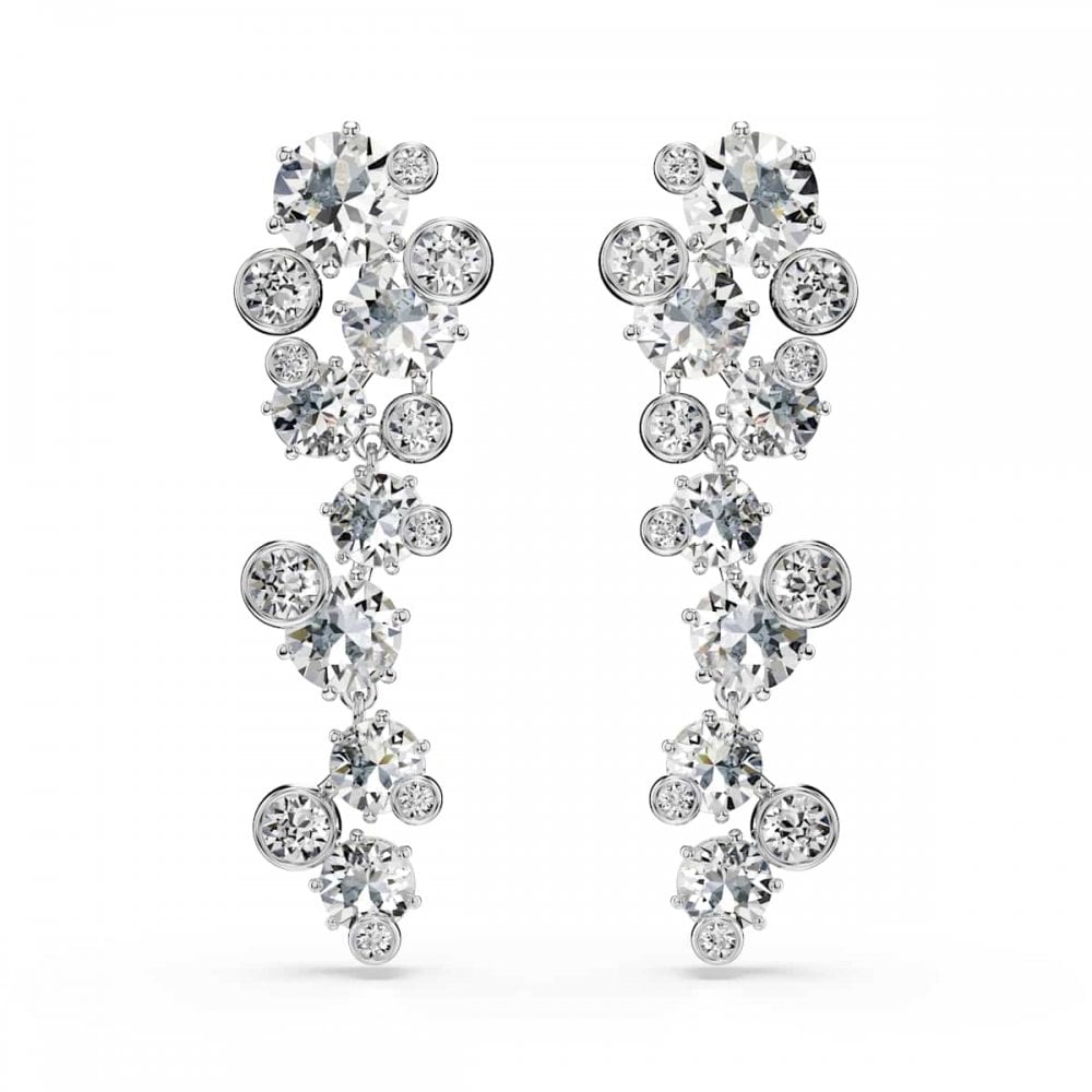 Swarovski Jewellery Women's Light/Silver/White Swarovski Constella Mixed Cuts Scattered Design Drop Earrings X 1.7Cm Size 5.3