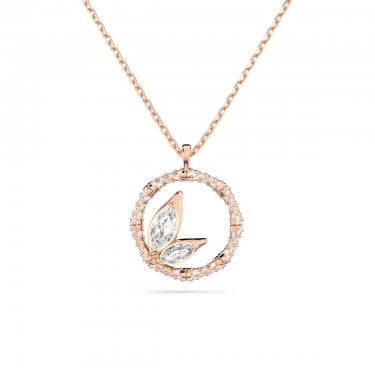 Swarovski Dellium Round Bamboo Design Rose Gold Tone Necklace 2cm, 38-43cm