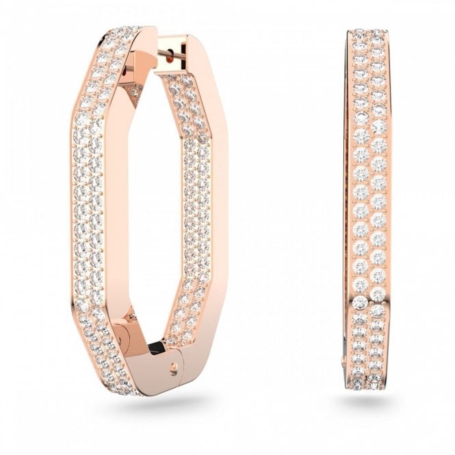 Swarovski Jewellery Swarovski Dextera Rose Gold Tone Octagon Large Hoop Earrings 3.9x2.7cm 