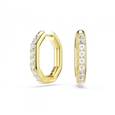 Swarovski Dextera Round Cut Octagon Gold Tone Hoop Earrings 2.4 x 0.4 x 2cm