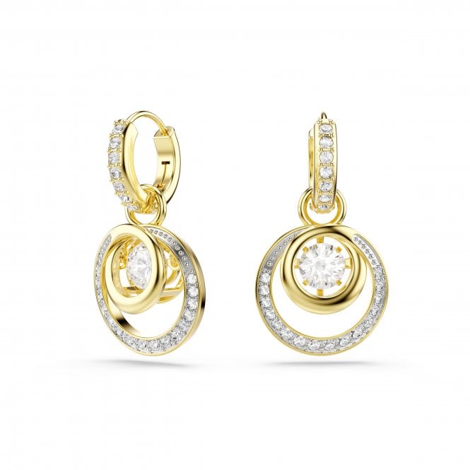 Swarovski Jewellery Swarovski Hyperbola Round Cut Gold Tone Drop Earrings 2.7 x 1.5cm