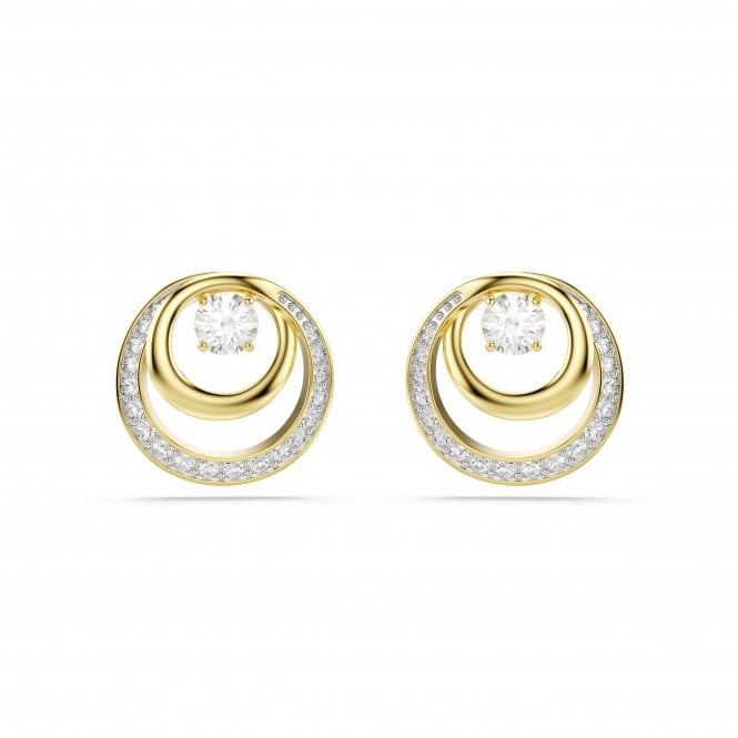 Swarovski Jewellery Swarovski Hyperbola Round Cut Gold Tone Stud Earrings 1.5 x 1.5cm  