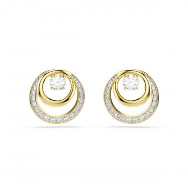 Swarovski Hyperbola Round Cut Gold Tone Stud Earrings 1.5 x 1.5cm 
