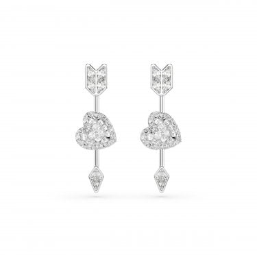 Swarovski Idyllia Mixed Cuts Heart with Arrow Drop Earrings 2.4 x 0.8cm