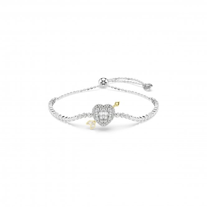 Swarovski Jewellery Swarovski Idyllia Mixed Cuts Heart with Arrow Two Tone Adjustable Slider Bracelet 1.2 x 1.4cm, 12 - 24cm 