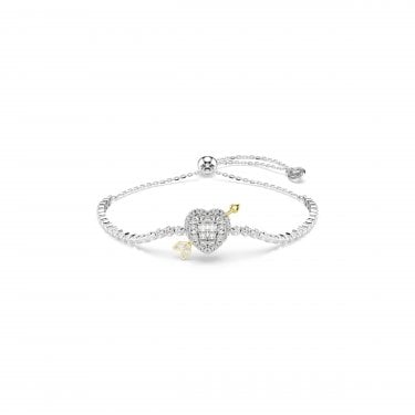 Swarovski Idyllia Mixed Cuts Heart with Arrow Two Tone Adjustable Slider Bracelet 1.2 x 1.4cm, 12 - 24cm 