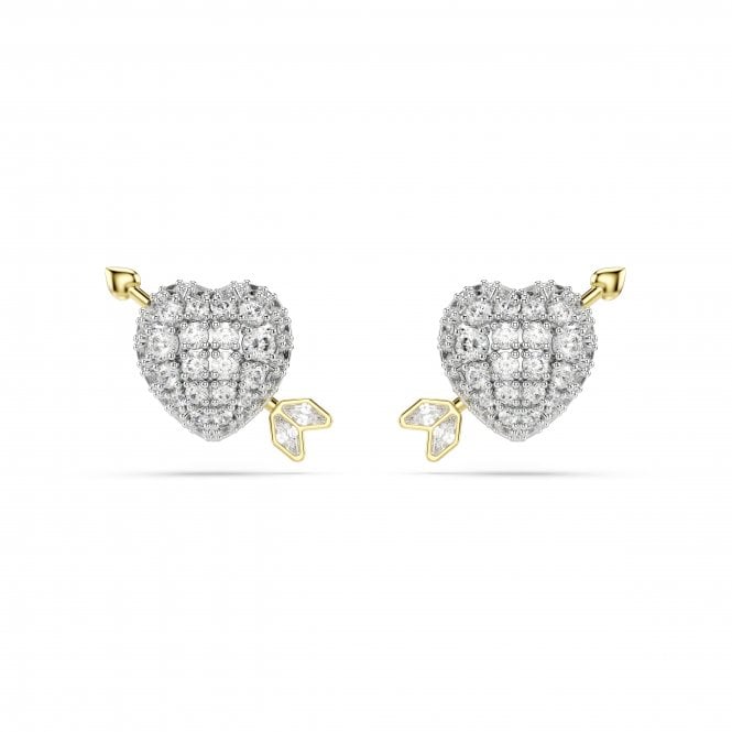 Swarovski Jewellery Swarovski Idyllia Mixed Cuts Heart with Arrow Two Tone Stud Earrings 1.3 x 1.6cm   