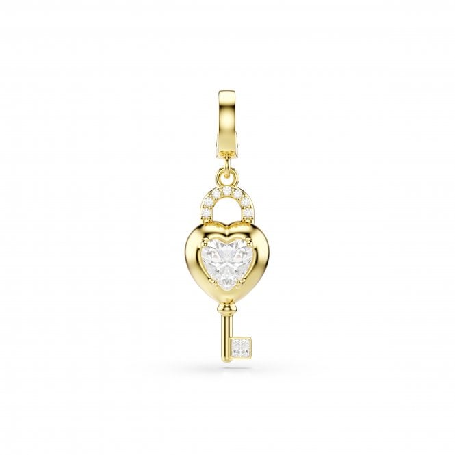 Swarovski Jewellery Swarovski Idyllia Mixed Cuts Heart with Key Gold Tone Charm 3.7 x 1.1cm