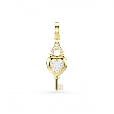 Swarovski Idyllia Mixed Cuts Heart with Key Gold Tone Charm 3.7 x 1.1cm