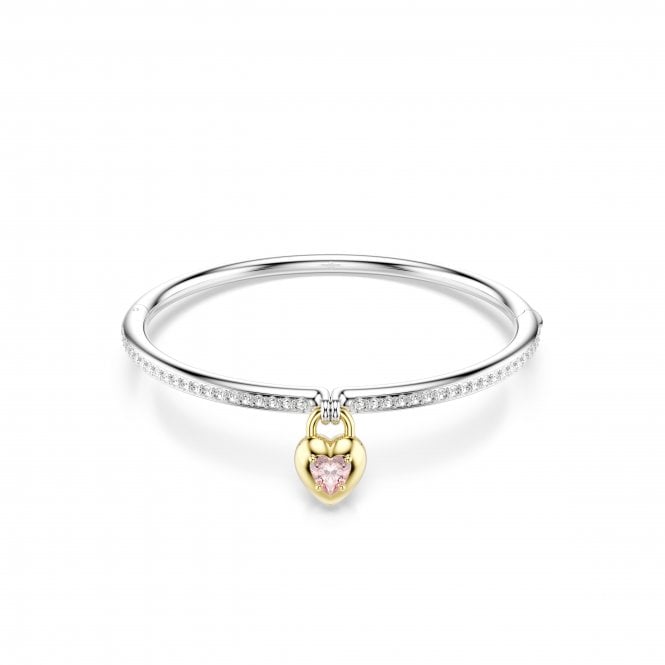 Swarovski Jewellery Swarovski Idyllia Mixed Cuts Pink Heart Two Tone Bangle 1.4 x 1cm, 17cm 