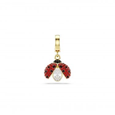 Swarovski Idyllia Mixed Cuts Red Ladybird Gold Tone Charm 2.3 x 1.4cm
