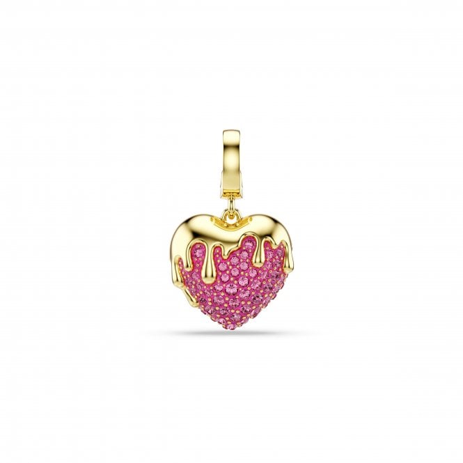 Swarovski Jewellery Swarovski Idyllia Pink Round Cut Heart Gold Tone Charm 2.4 x 1.5cm 
