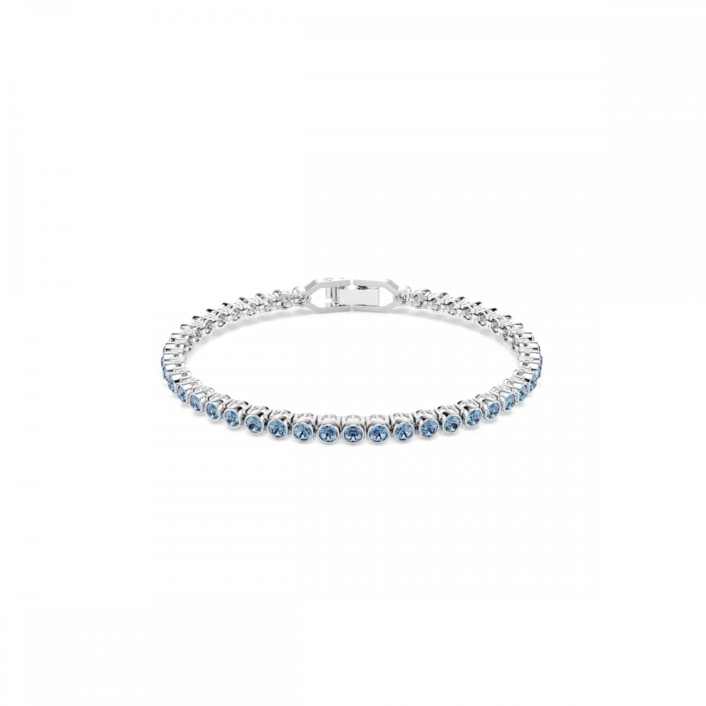 Swarovski Jewellery Women's Blue Swarovski Imber Emily Round Cut Crystal Tennis Bracelet, 16.5 - 18.5Cm 0.3Cm
