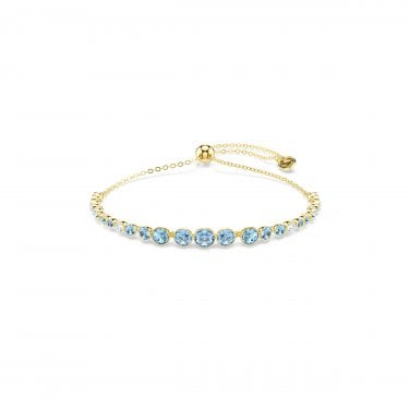 Swarovski Imber Round Cut Blue Crystal Gold Tone Adjustable Slider Bracelet 0.5cm, 12-24cm