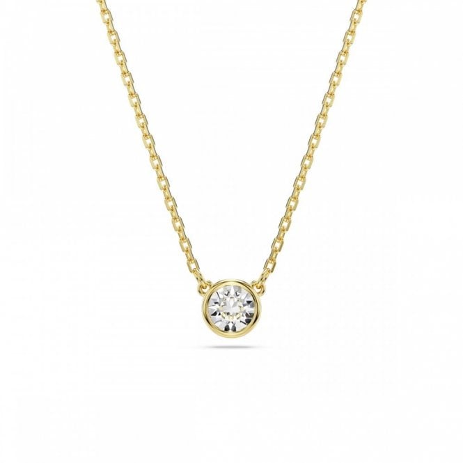 Swarovski Jewellery Swarovski Imber Round Cut Crystal Gold Tone Necklace 0.7 x 0.7cm, 38-45cm
