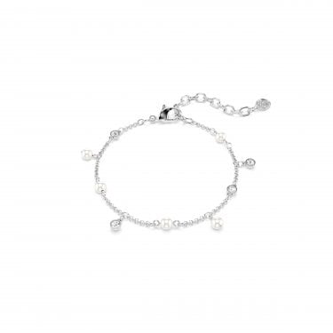 Swarovski Imber Round Cut Crystal & Pearl Bracelet 0.7 x 0.4cm, 15.5cm