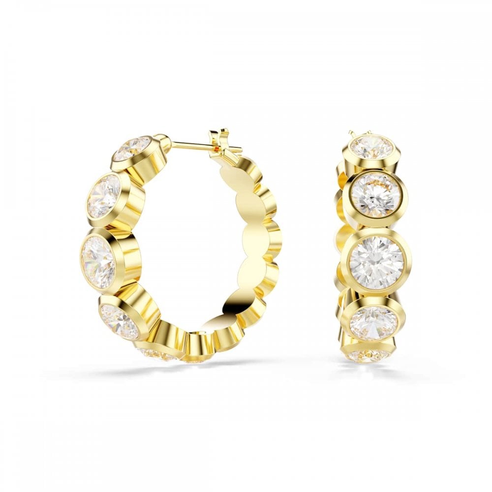Swarovski Jewellery Women's Gold Swarovski Imber Round Cut Tone Hoop Earrings X 0.7Cm Size 2.4
