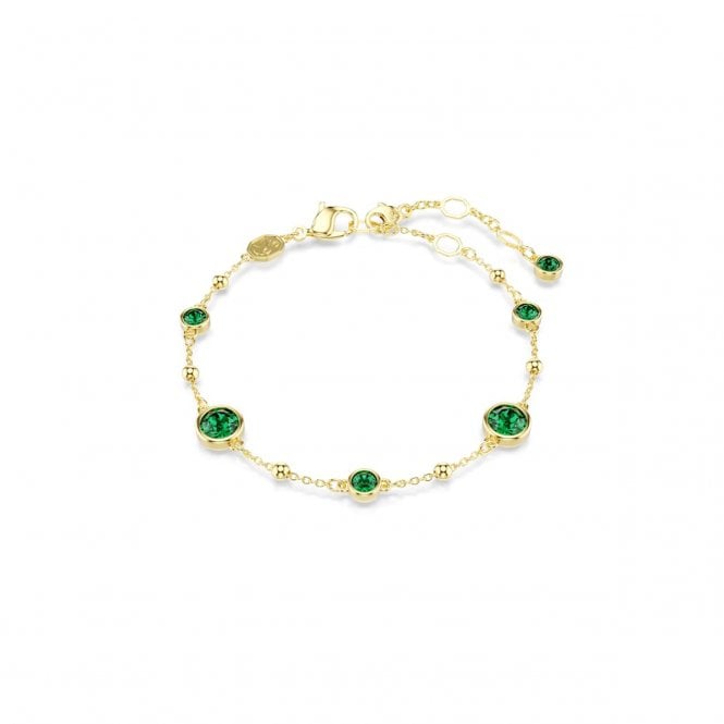 Swarovski Jewellery Swarovski Imber Round Cut Green Scattered Gold Tone Bracelet 0.6 x 0.6cm, 16.5 - 20.5cm
