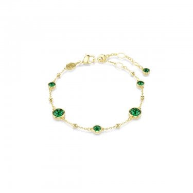 Swarovski Imber Round Cut Green Scattered Gold Tone Bracelet 0.6 x 0.6cm, 16.5 - 20.5cm