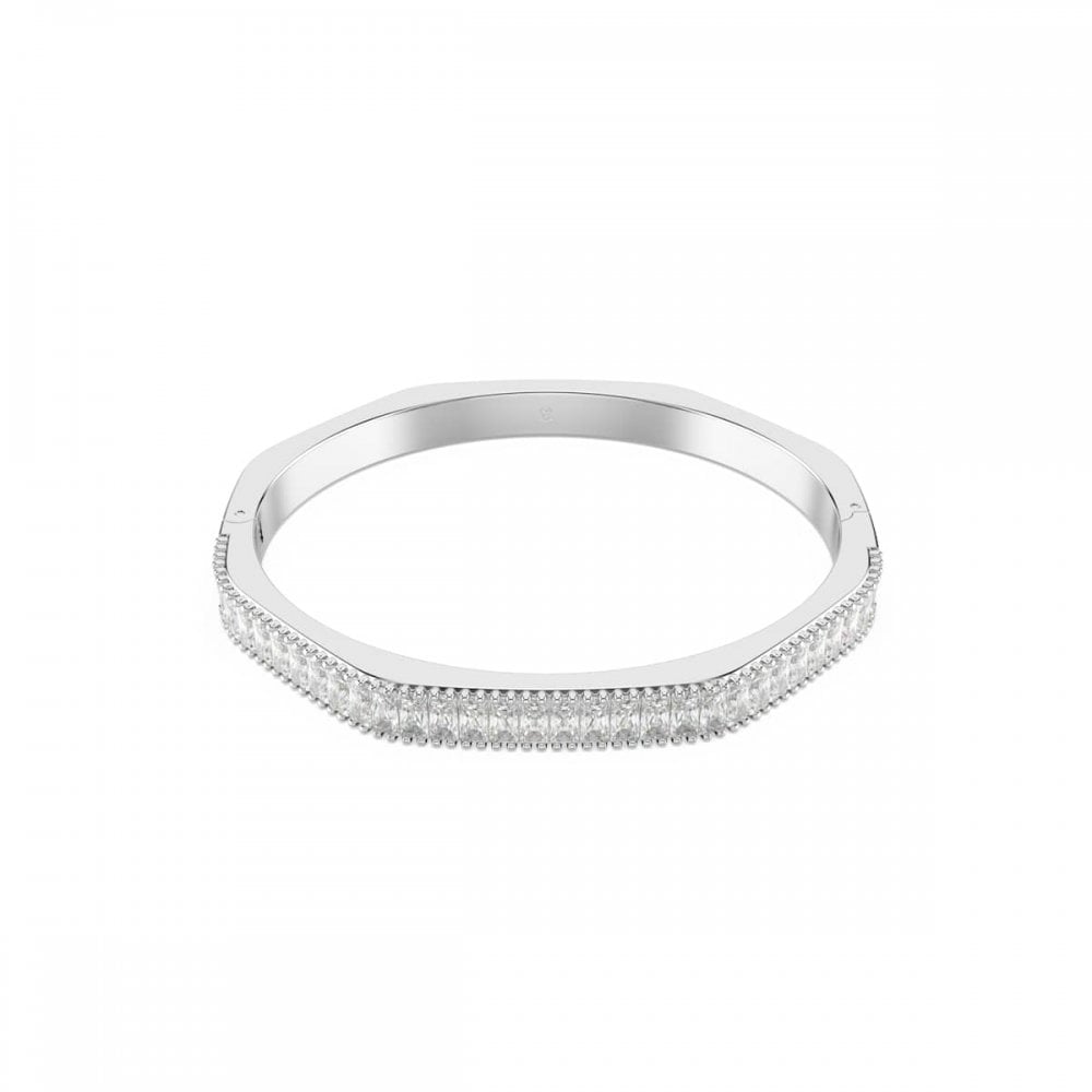 Swarovski Jewellery Women's Silver/White Swarovski Matrix Baguette Cut Bangle, 17Cm 0.6Cm