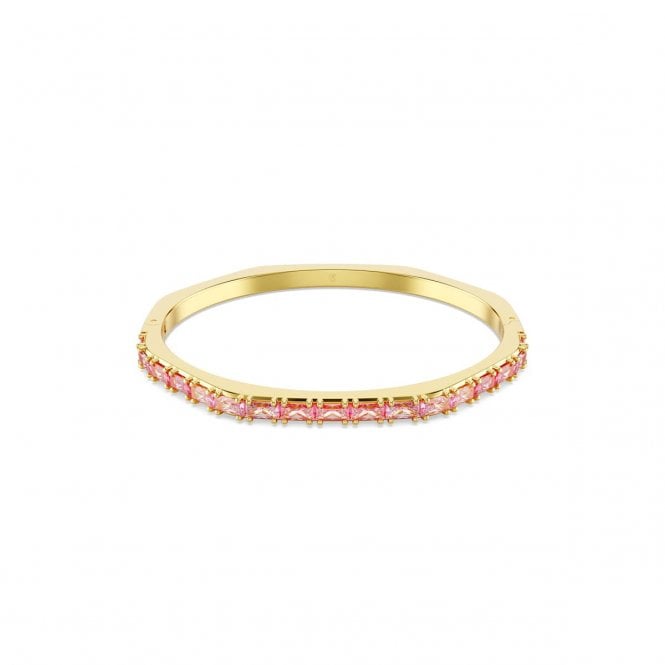 Swarovski Jewellery Swarovski Matrix Baguette Pink Crystal Gold Tone Bangle 0.4 cm, 17cm