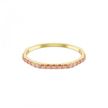 Swarovski Matrix Baguette Pink Crystal Gold Tone Bangle 0.4 cm, 17cm