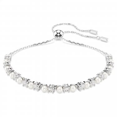 Swarovski Matrix Crystal & Pearl Adjustable Slider Bracelet 0.3cm, 11-24cm 