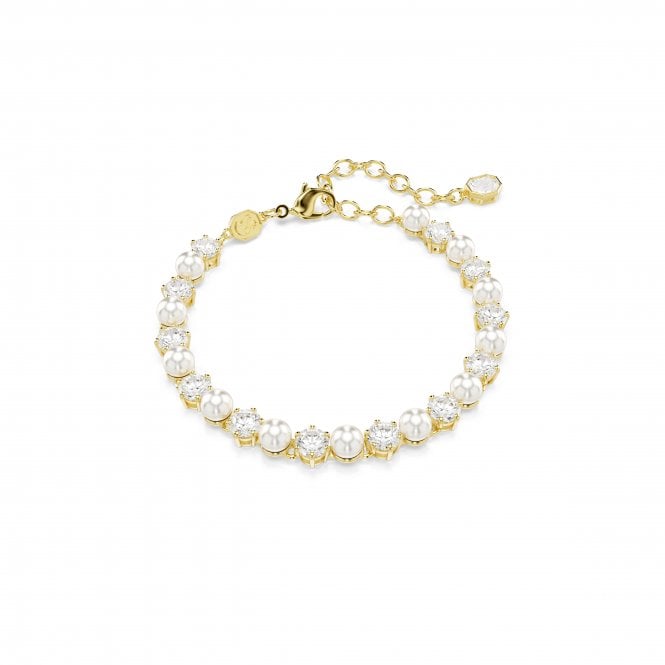 Swarovski Jewellery Swarovski Matrix Crystal & Pearl Gold Tone Bracelet 0.5cm, 16.5-21cm 