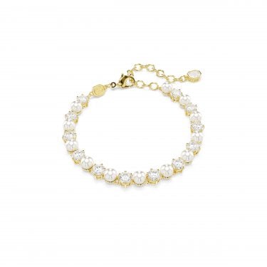 Swarovski Matrix Crystal & Pearl Gold Tone Bracelet 0.5cm, 16.5-21cm 