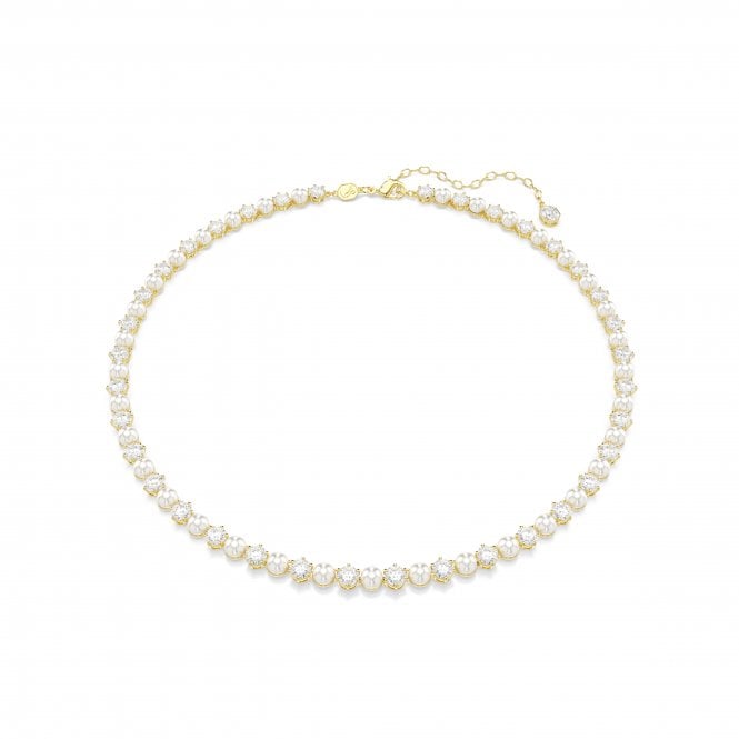 Swarovski Jewellery Swarovski Matrix Crystal & Pearl Gold Tone Necklace 0.5cm, 42-49cm